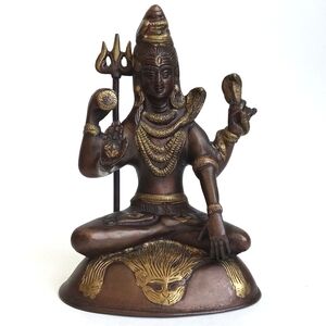 Elegant Antique Brass Bronze Shiva Sculpture Figurine from India 8" x 5 1/2"